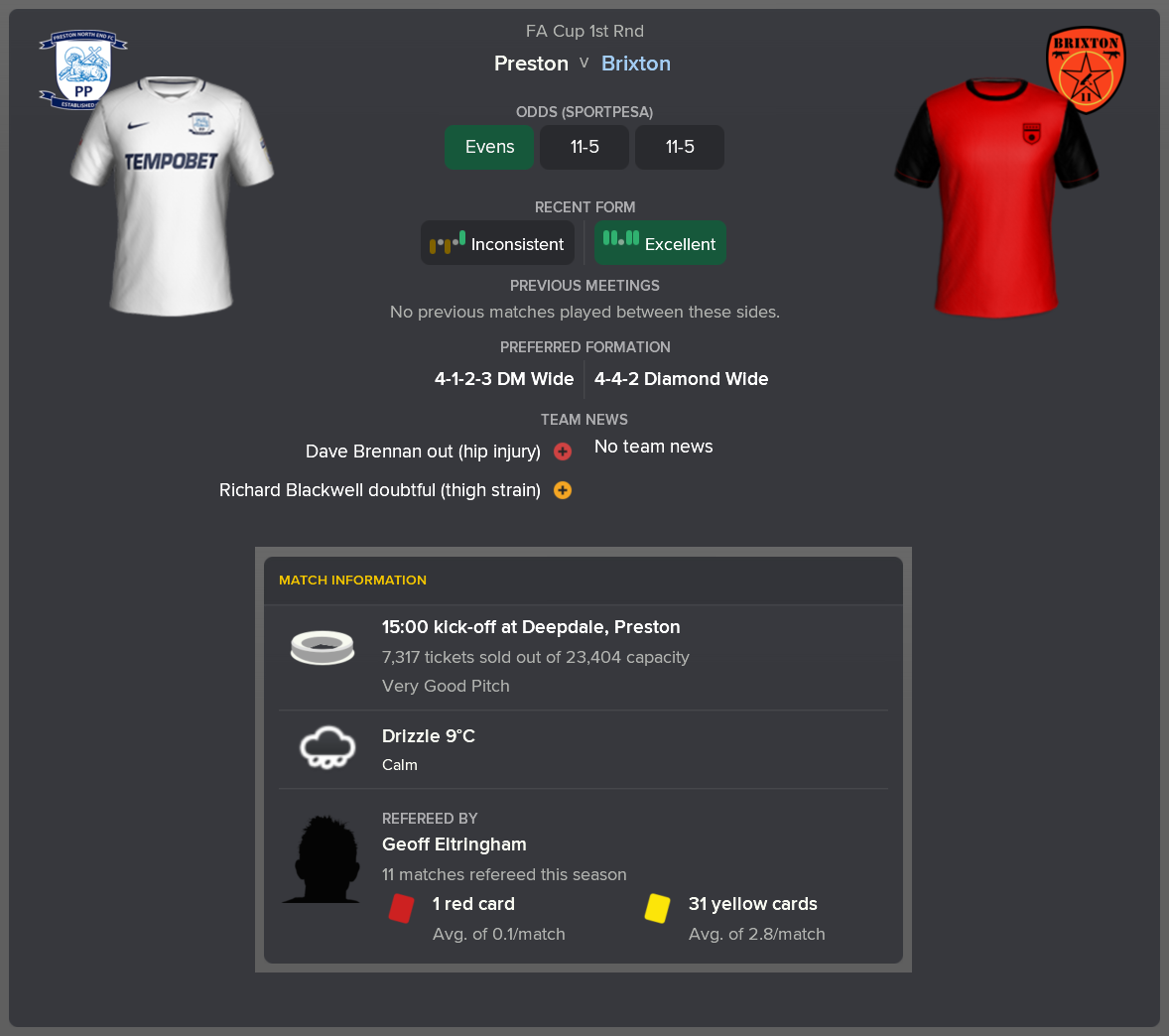 ---------- at Preston pre-game