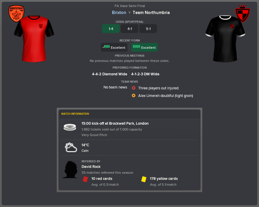 ---------- vs. Team Northumbria pre-match