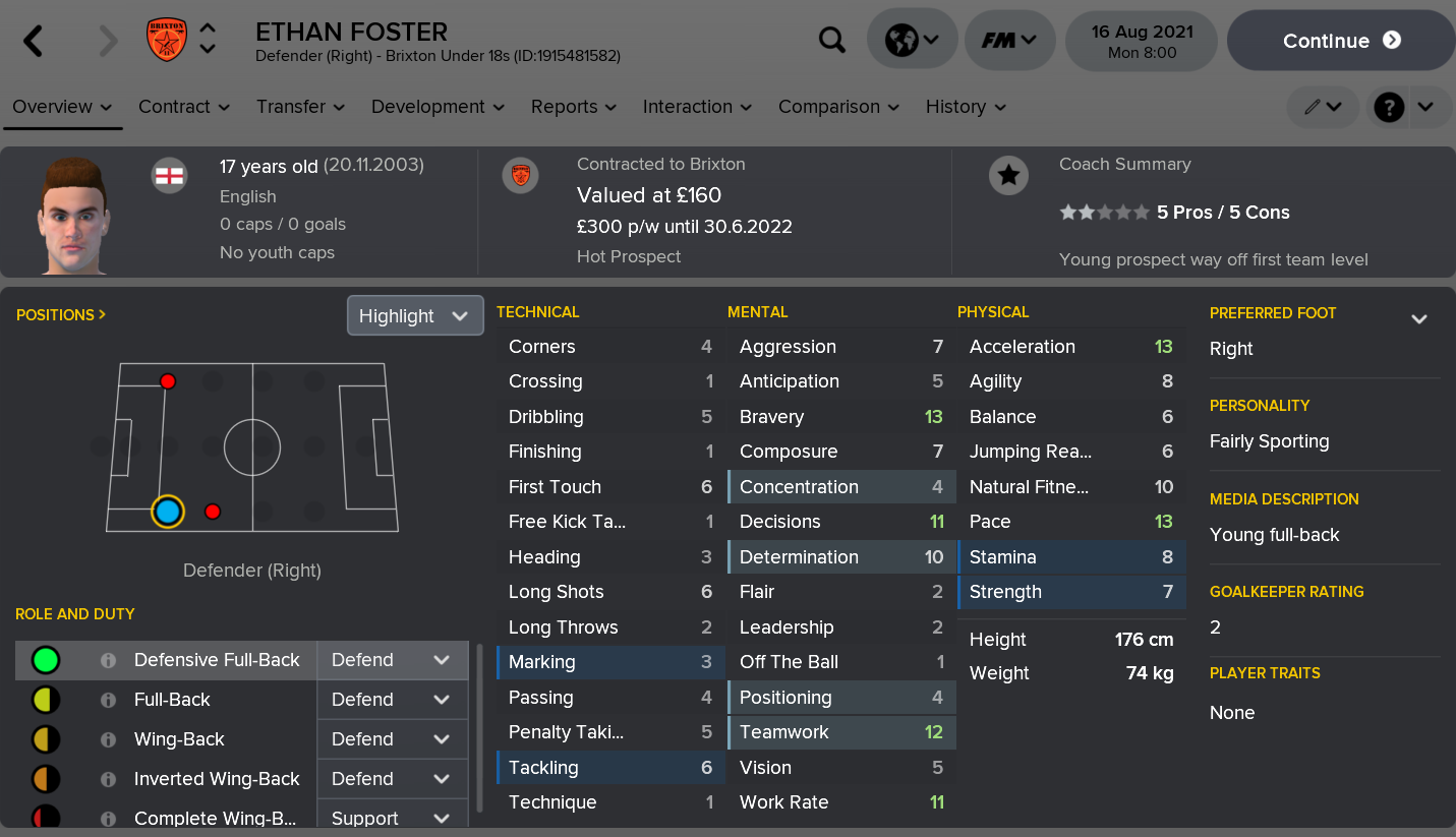 ---------- Ethan Foster Player Card