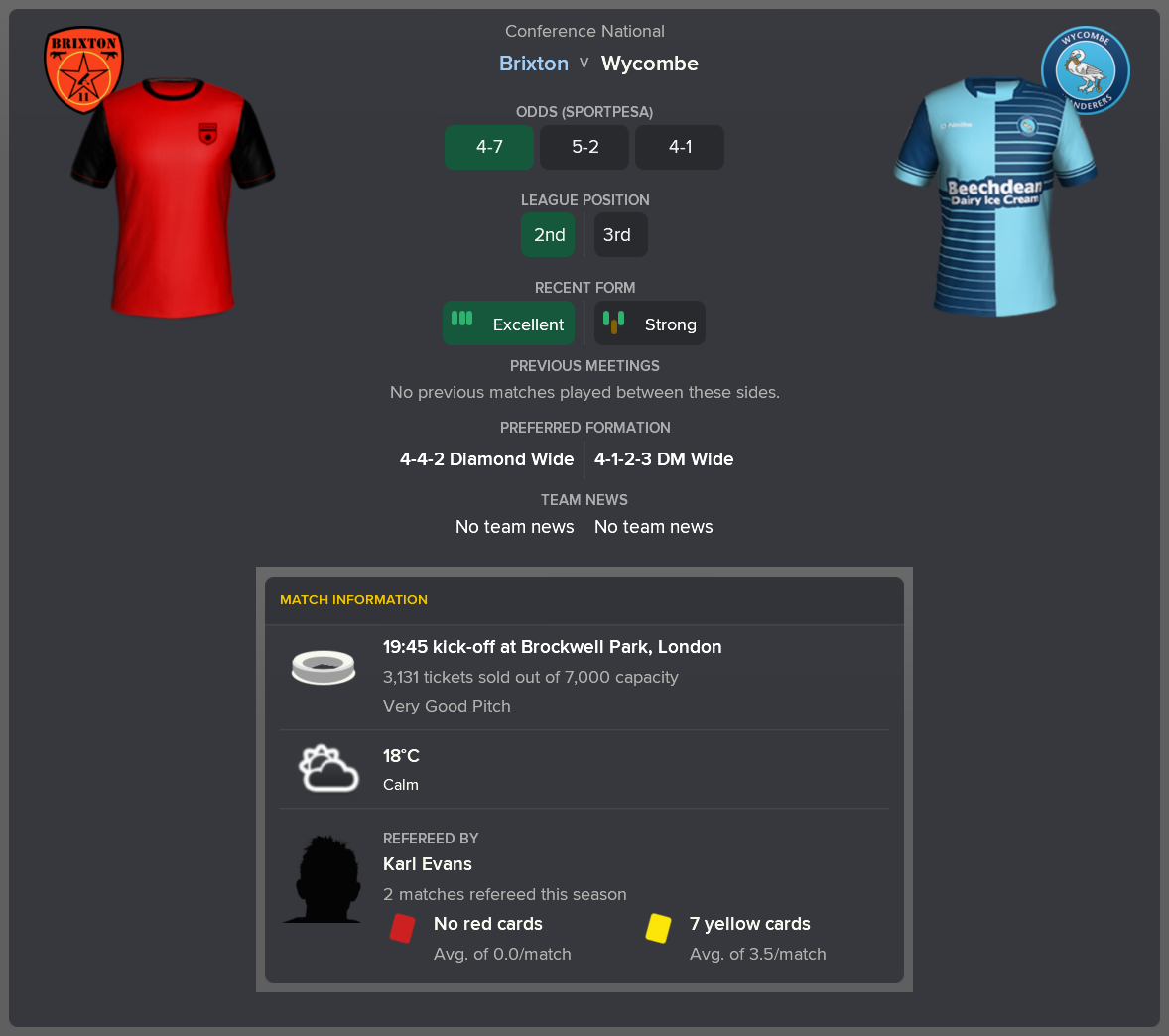 ---------- vs. Wycombe pre-match