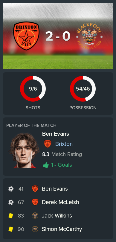 ---------- vs. Blackpool post-match