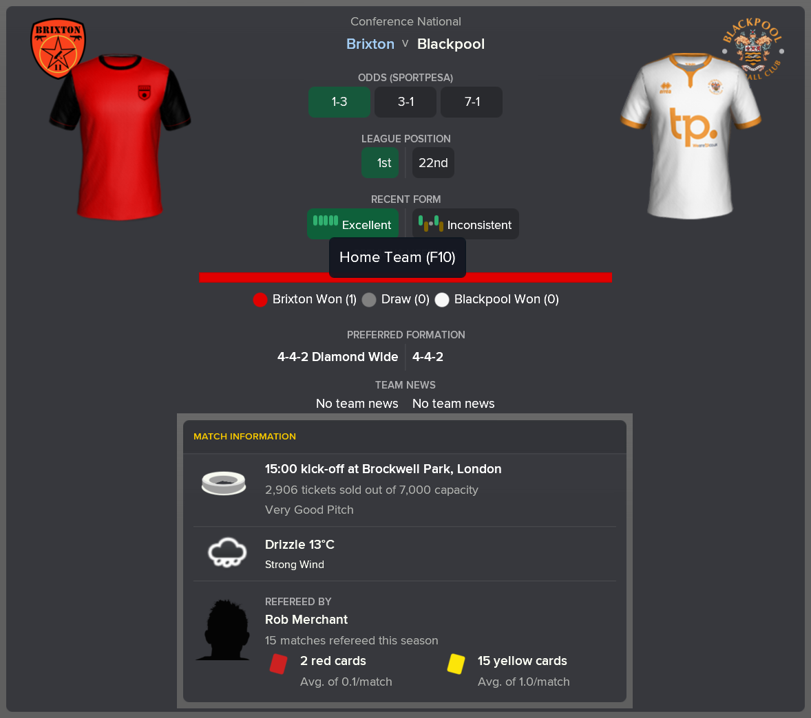 ---------- vs. Blackpool pre-match