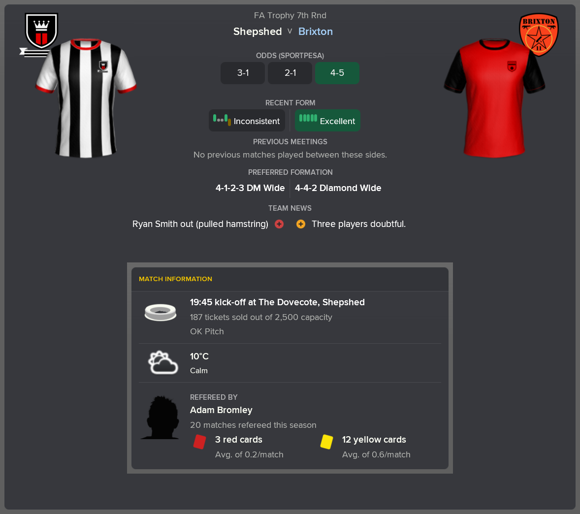 ---------- at Shepshed pre-match