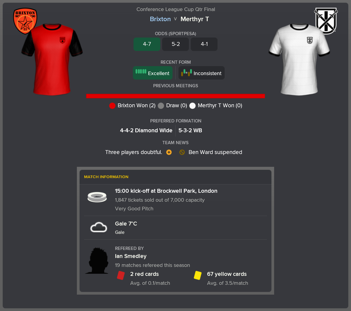 ---------- vs. Merthyr Town pre-match