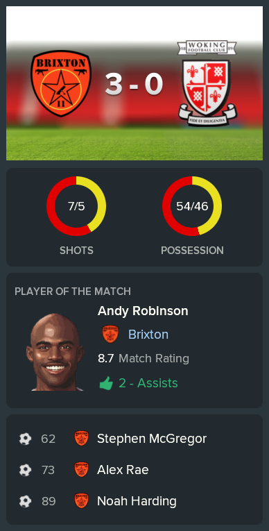 ---------- vs Woking post-match