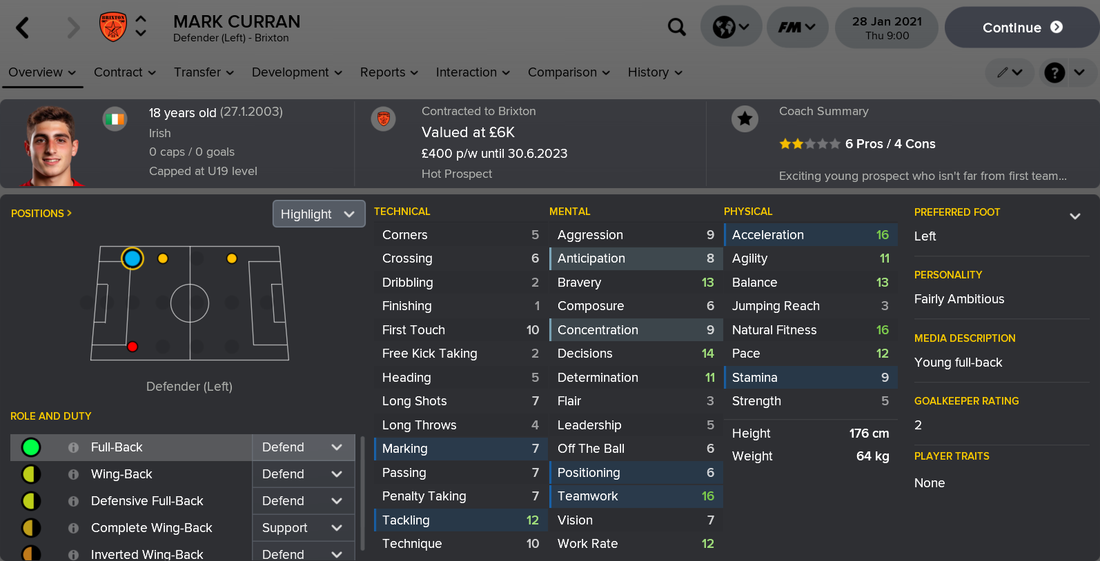 ---------- Mark Curran Player Card