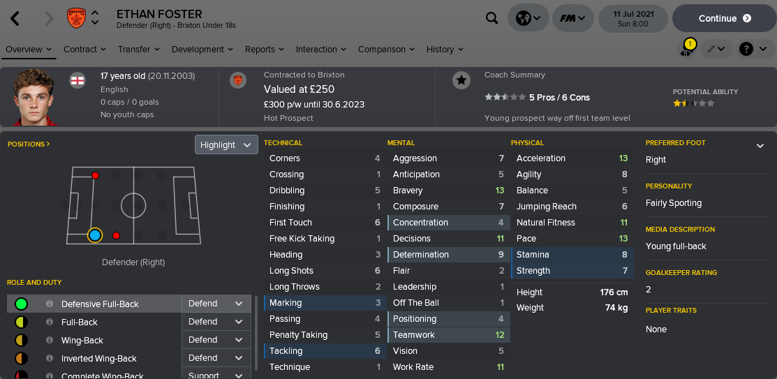 ---------- Ethan Foster Player Card