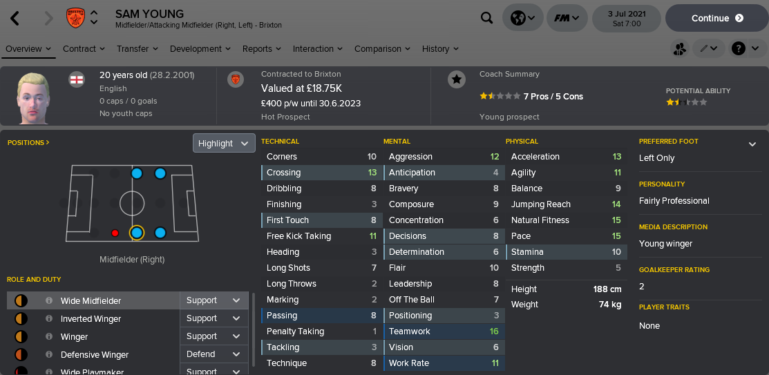 ---------- Sam Young Player Card