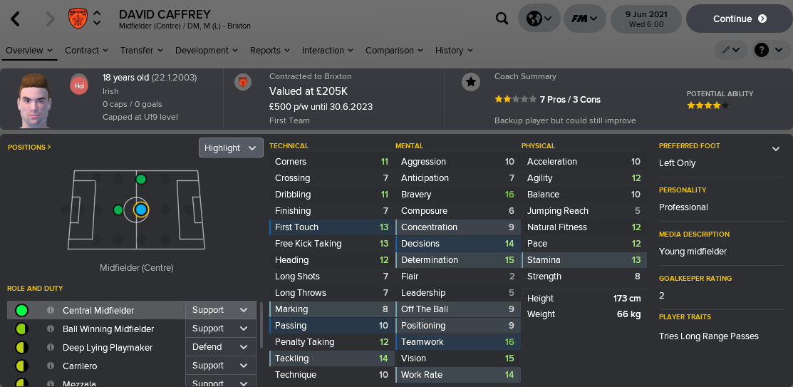 ---------- David Caffrey Player Card