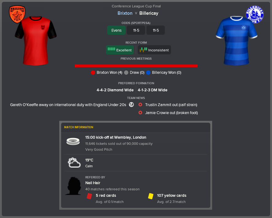 ---------- vs. Billericay pre-match