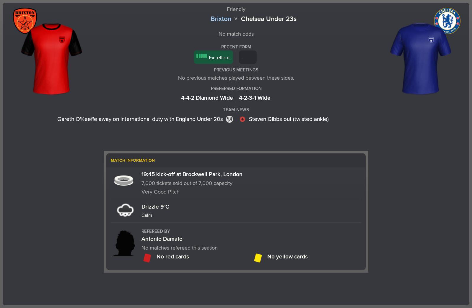 ---------- vs. Chelsea U23s pre-match
