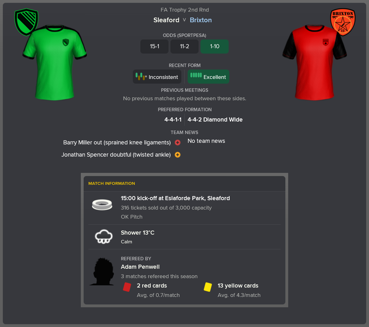 ---------- at Sleaford pre-match