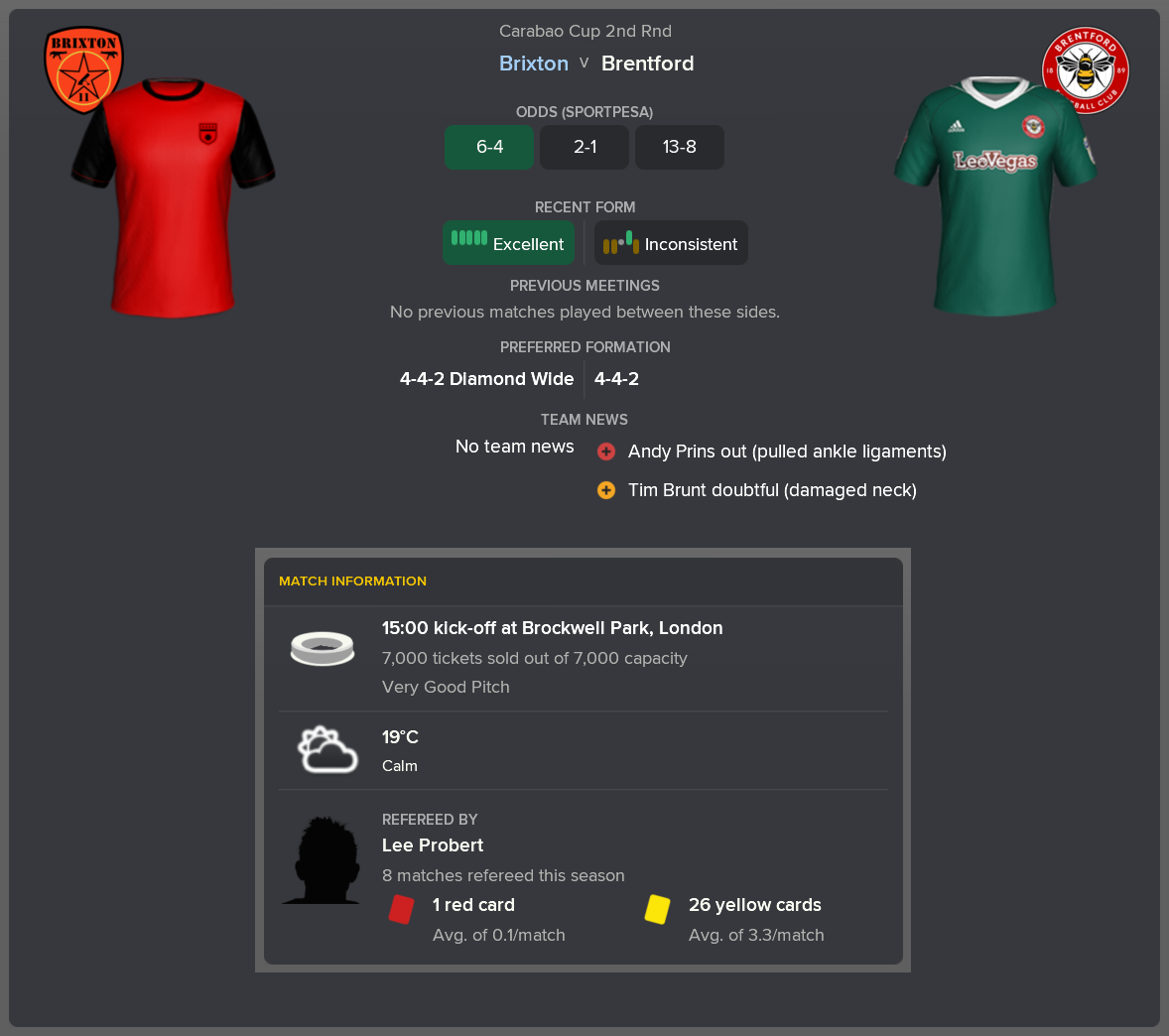 ---------- vs. Brentford pre-match