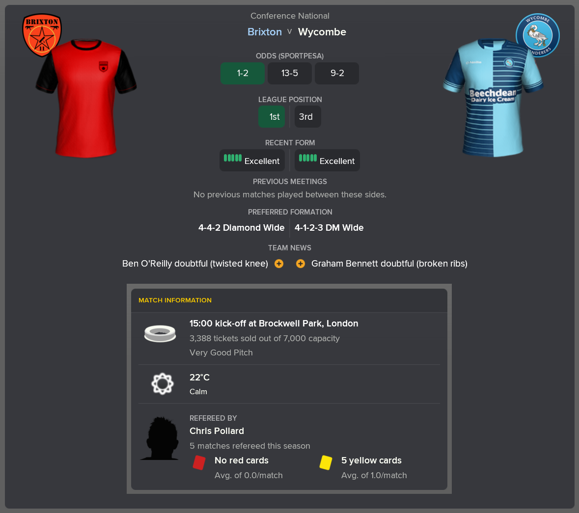 ---------- vs. Wycombe pre-match