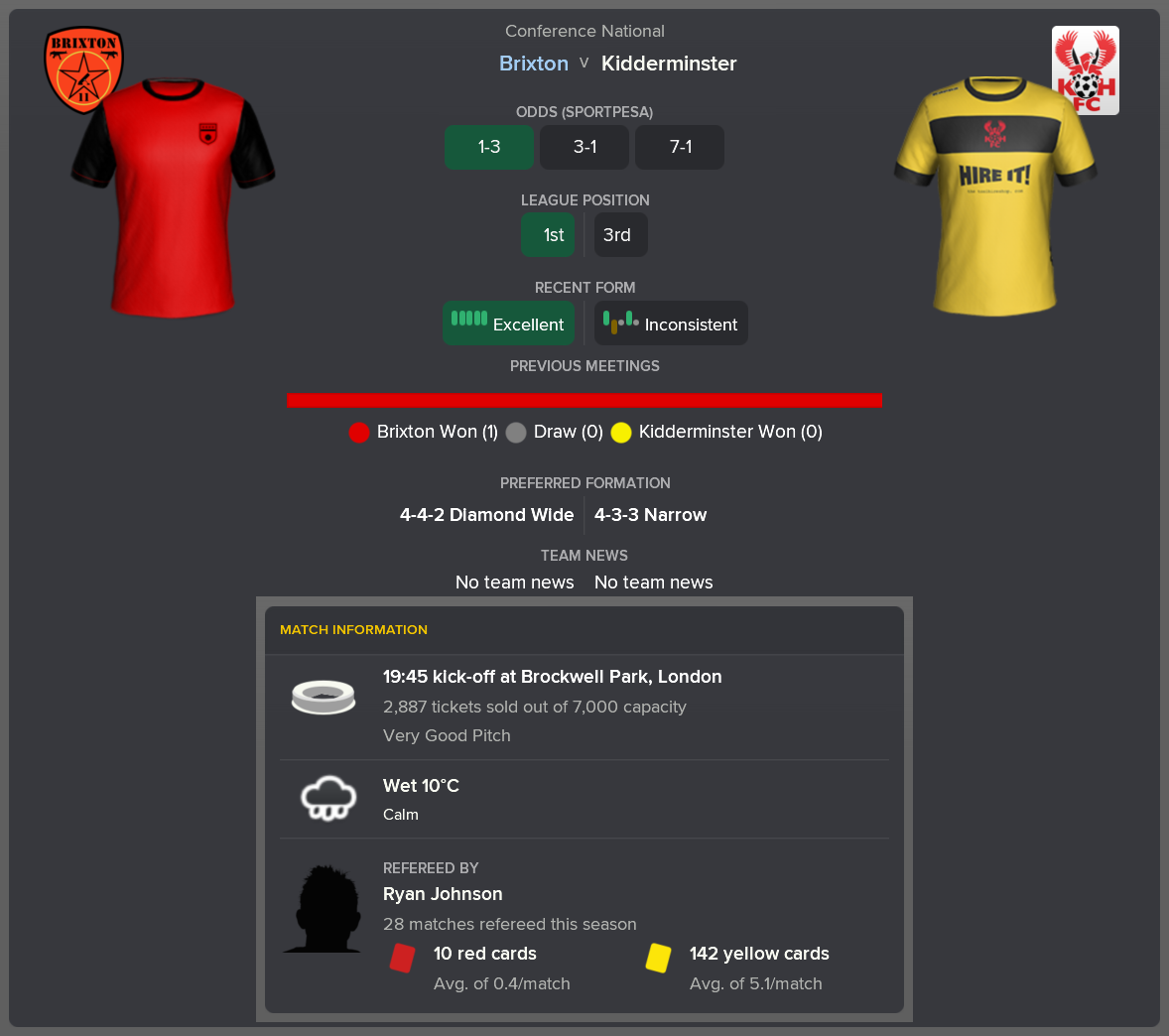 ---------- vs. Kidderminster pre-match
