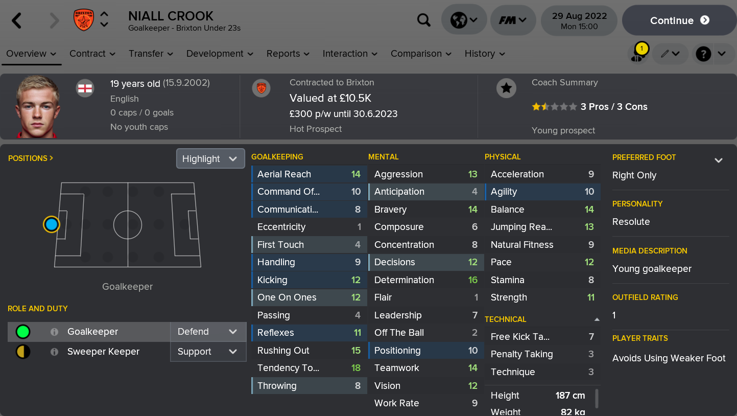 ---------- Niall Crook Player Card