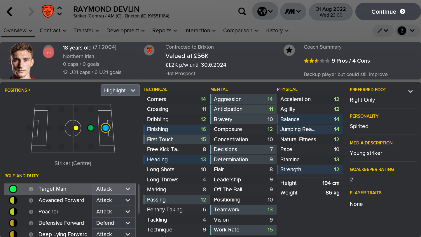 ---------- Raymond Devlin Player Card