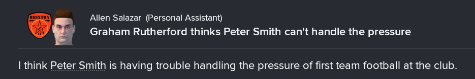 ---------- Peter Smith can't handle the pressure