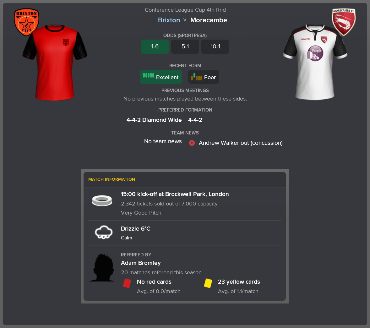 ---------- vs. Morecambe pre-match