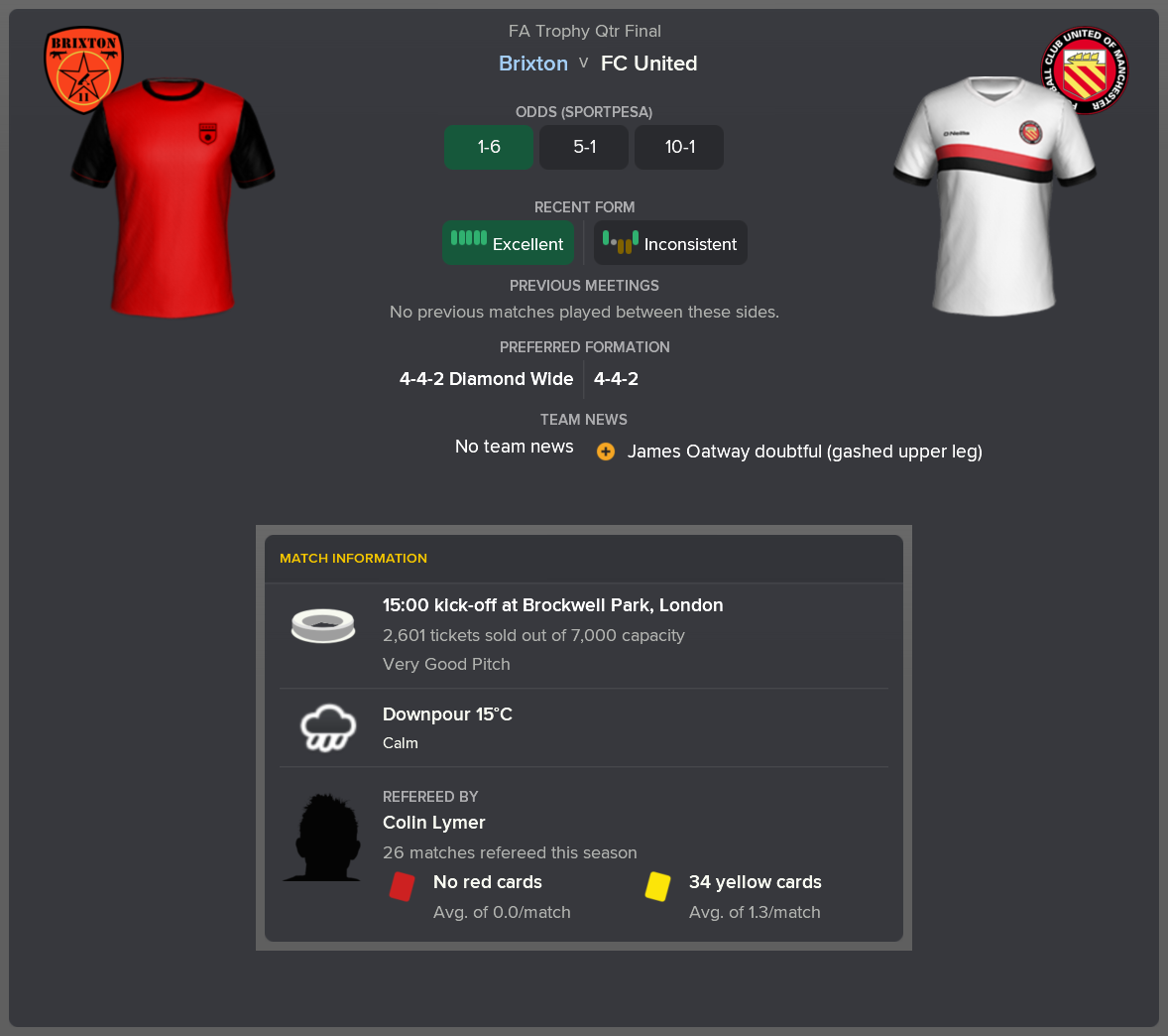 ---------- vs. FC United pre-match