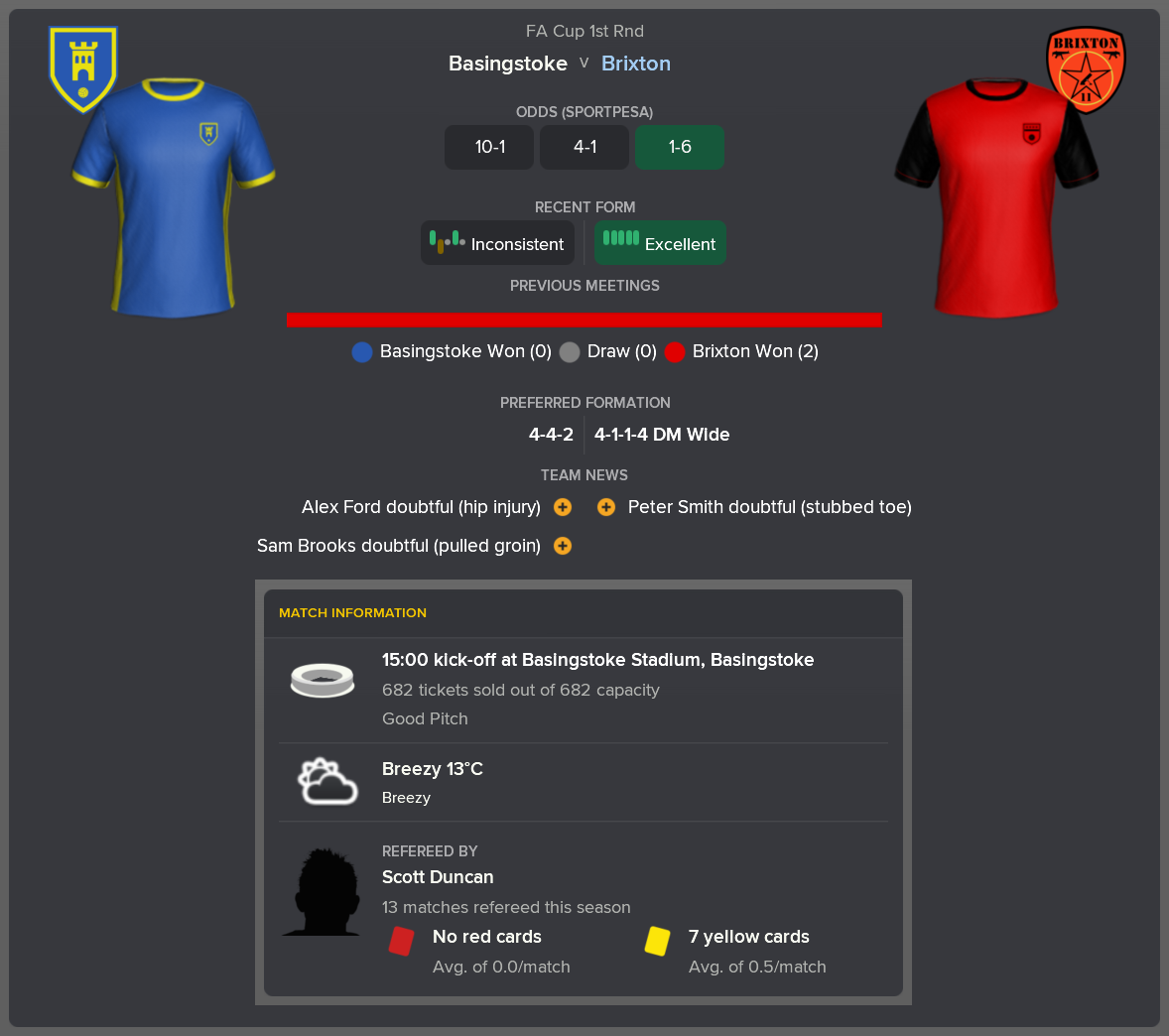 ---------- at Basingstoke pre-match
