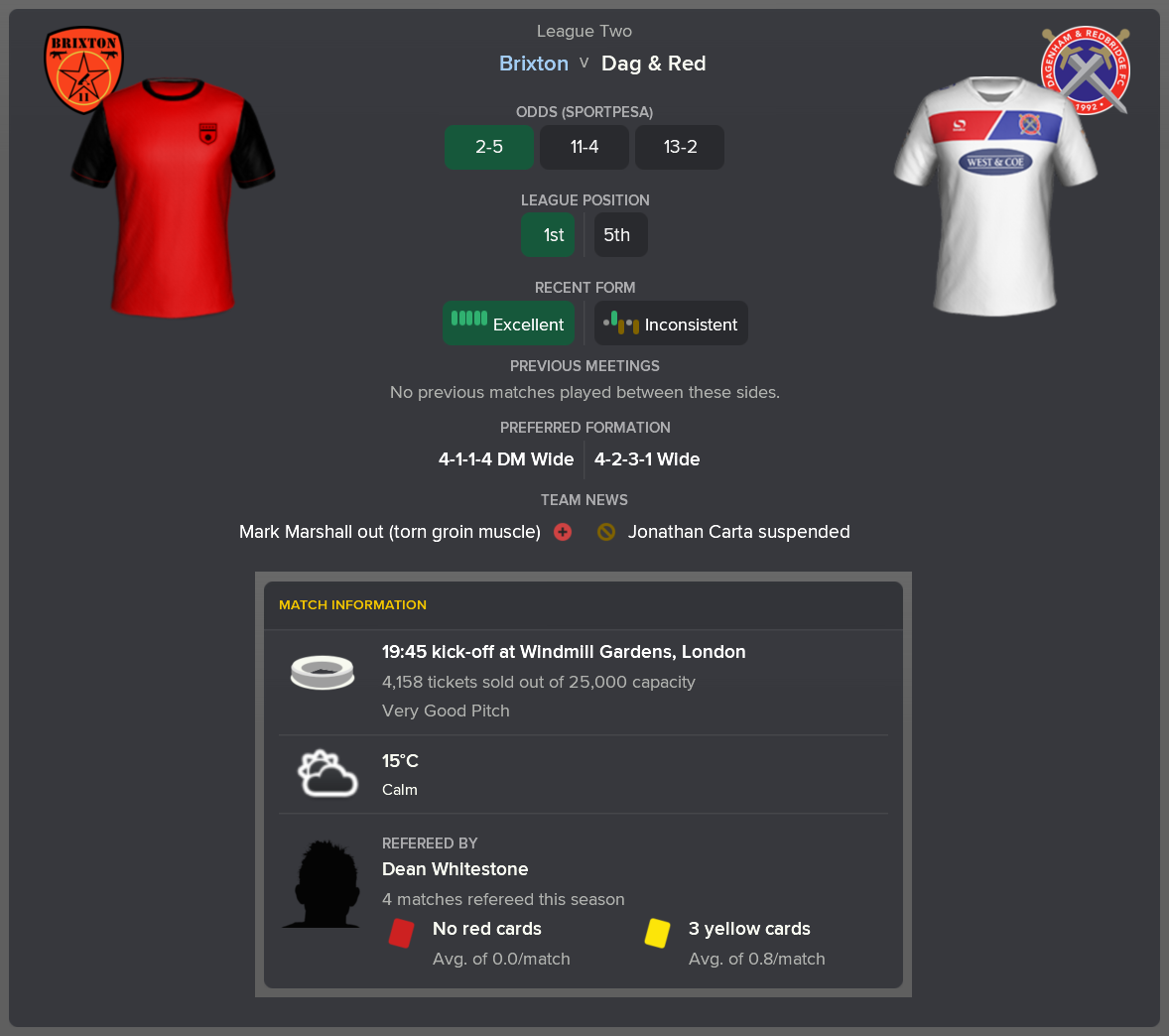---------- vs. Dag & Red pre-match