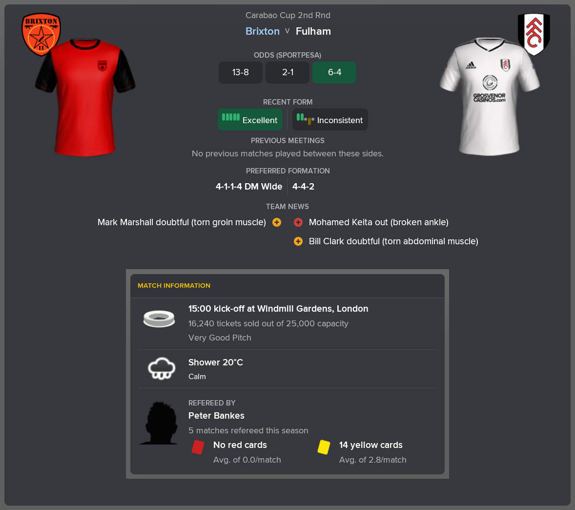---------- vs. Fulham pre-match