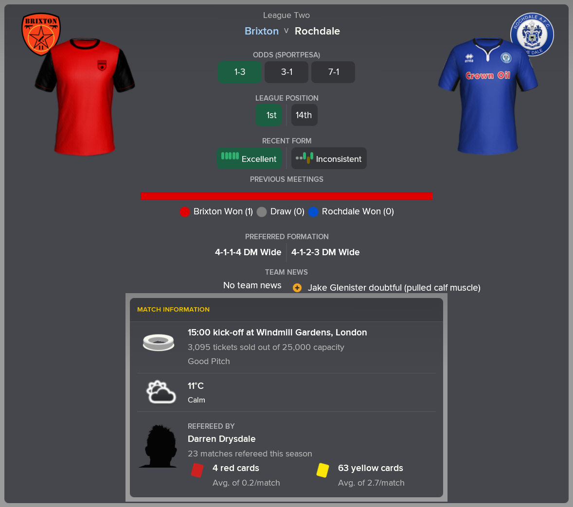 ---------- vs. Rochdale pre-match