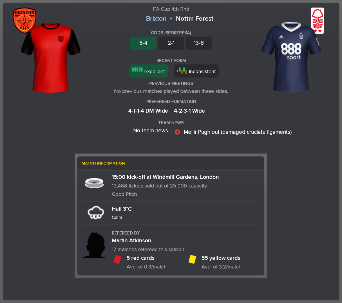 ---------- vs. Nottingham Forest pre-match